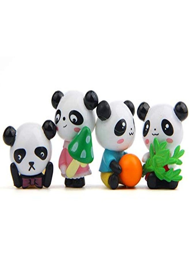 BHOOLU&GOOLU Plastic Mini Panda Showpiece, Small, Multicolour, 4 Piece - Image 1